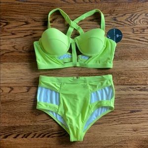 ANDREA IYAMAH Neon Green Bikini (L) Top (M) Bottom